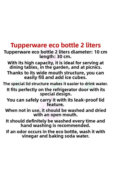 Tupperware Eco Bottle 2 Lt Red Flask Water Bottle Eco Water Hsgl