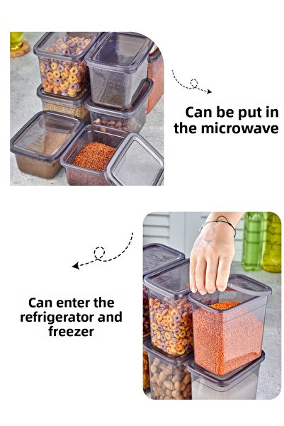 MHK Collection 6-Piece Anthracite Durable Storage Box Rectangular Storage Container Set Food Container