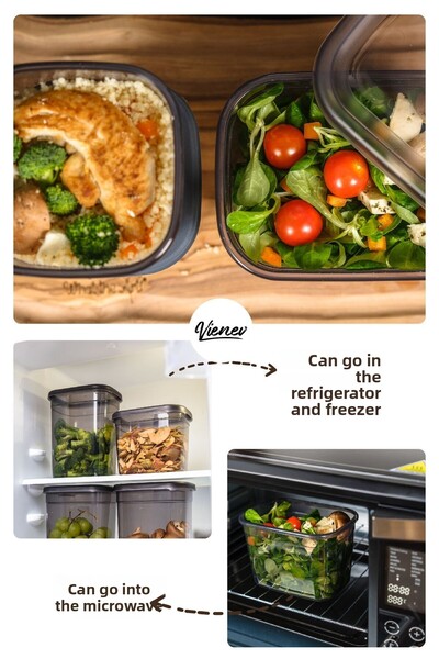 Vienev مجموعة تخزين مستطيلة سعة 0.67 لترًا - 9 قطع من ملصقات الشاشة الحريرية