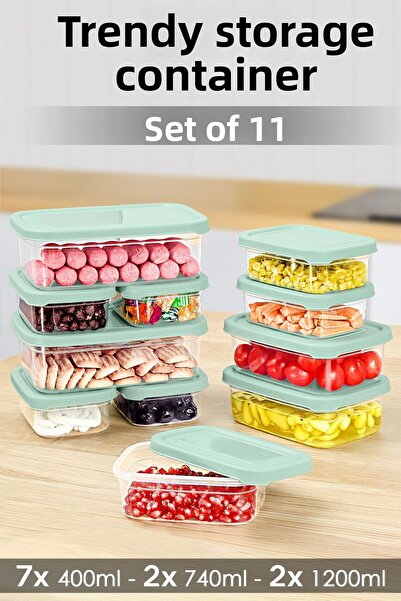 Meleni Home 11-частен комплект правоъгълни съдове за съхранение на храна - по...