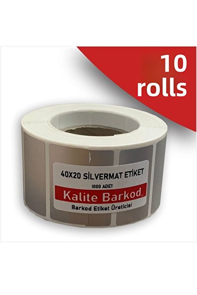 Kalite Barkod Autocolant Silvermat 40x20 |   10 role de etichetă de cap