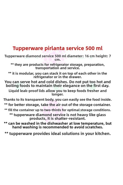 Tupperware Diamond Serving 2-Piece 500 Ml Storage Container Hsgl