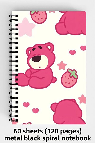 Anime Marketi A5 Spiral Hard Cover Notebook with Sweet Bear Design 120 Sheets