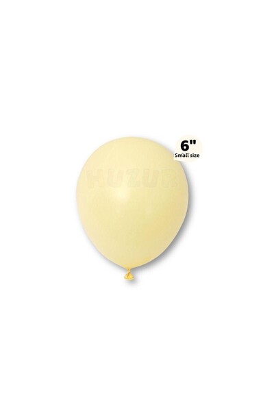 Huzur Party Store Small Mini Size Yellow Color Macaron Balloon 50 Pieces 6 Inch 15 Cm Party Balloon Soft Color Birthday Decoration