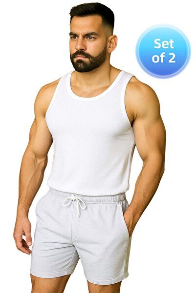 TREND ALİSSE Men's Sports Bottom Top Set - Sports Singlet and Shorts