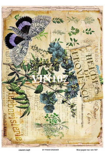 LİNEART Vintage Series Brass Decopage Paper 29X42Cm No:Vin107