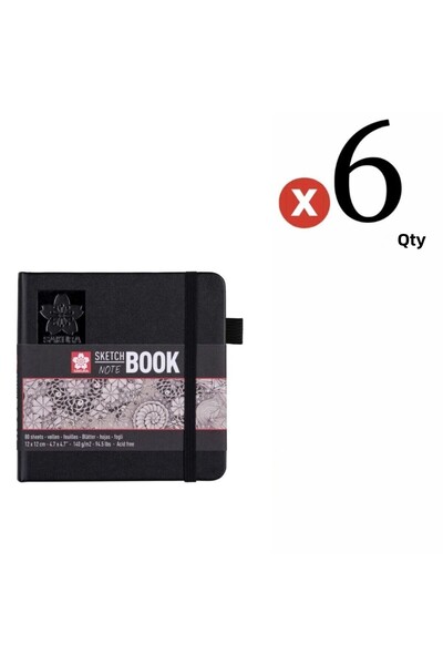Sakura دفتر رسم بغطاء صلب دفتر رسم ورق عاجي 12x12 سم140 جرام80 ورقة مجموعة 6 قطع