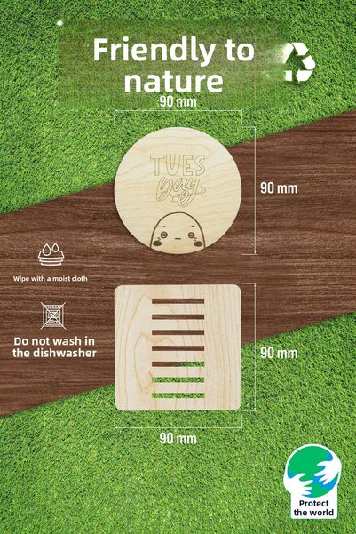 Home Days of the Week Special Design Wooden Coaster with Stand