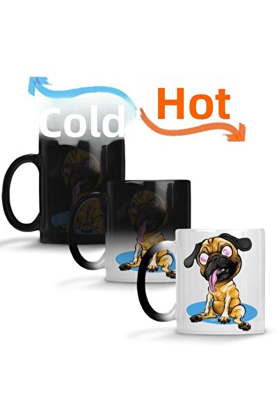 Baskı Dükkanı Pug Love Magic Mug Cup Porcelain