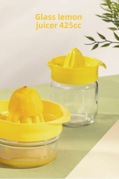 Melkan Home 425ml Orange Glass Lemon and Citrus Juicer - Orange Juicer