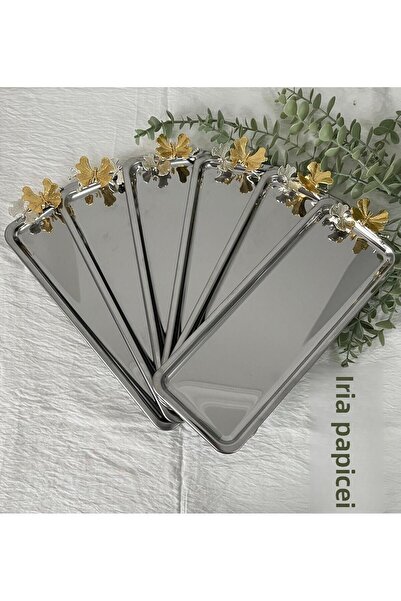 Maglor Luxury 6-Piece Baton (Rectangular) Butterfly Presentation, Tea, Coffee, Decorative Tray