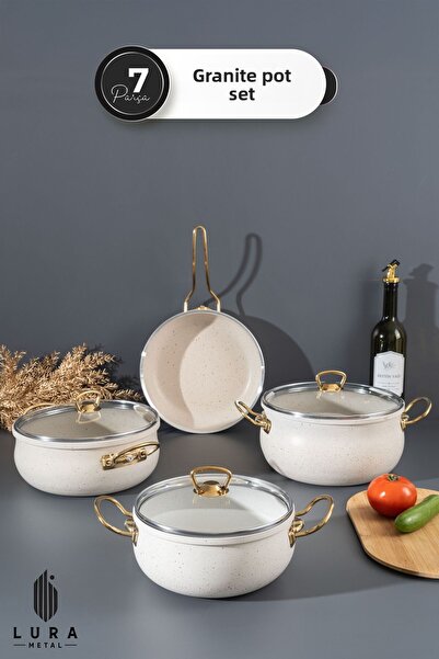 Homekolik 7 Piece White Granite Cookware Set 24 cm - Elegant Design and Durable Solutions