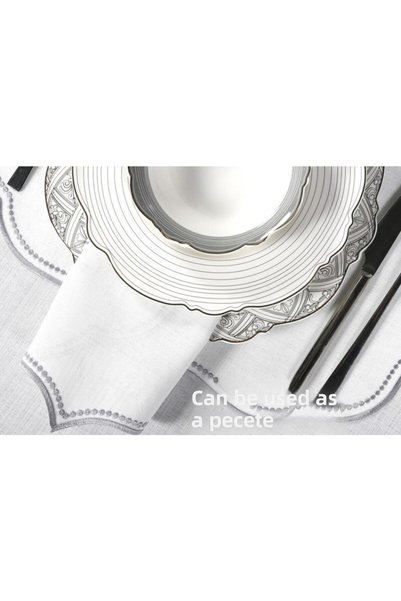 Generic Brand Home Design 2-Piece Supla Embroidered Carved Linen Effect Gray Color