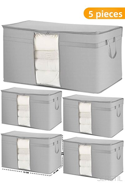 Serstil 5 قطع لحاف وسادة نافذة أنثراسايت - 75x40x40 سم