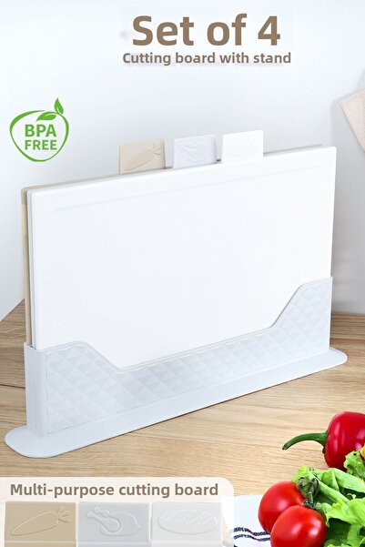 Meleni Home Пълен комплект от 4 части за перфектно рязане - Хоризонтална дъска за рязане на хляб, зеленчуци и месо
