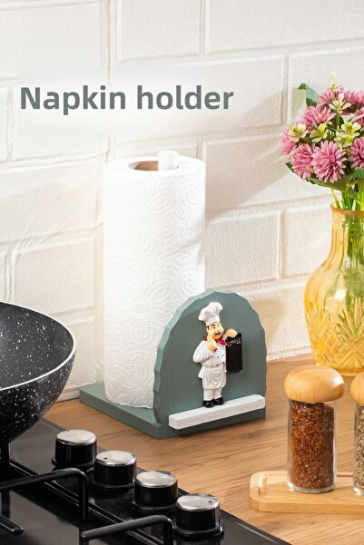 Porsima 2068 حامل مناديل ورقية مزخرفة خشبية حامل مناديل ورقية على الطاولة حامل مناديل ورقية 25x14x12 سم