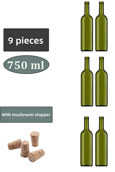 KRM HOME 6Pcs 750Cc Glass Bottle Wine Oil Bottle with Cork Cap