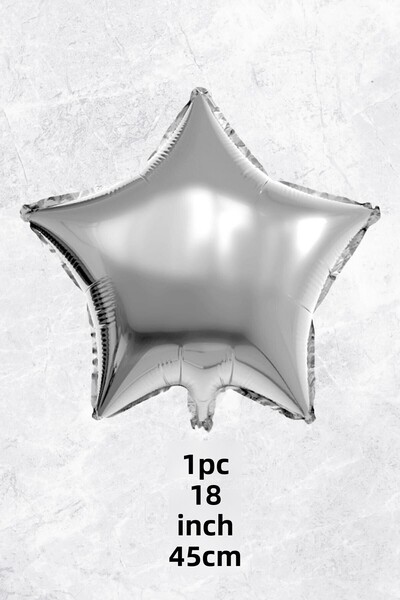 PEKSHOP بالون ستار فضي ستار فويل 18 بوصة 45 سم - قطعة واحدة