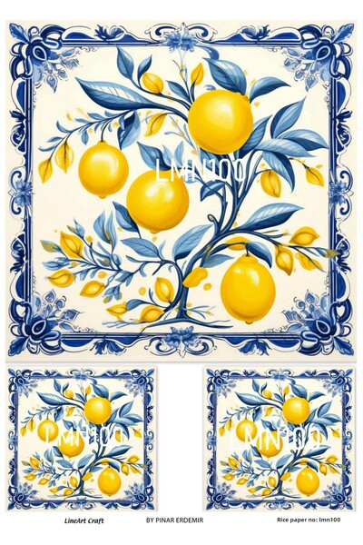 LİNEART Lmn100 Model Lemon Patterned Brass Decopage - 30*42 cm
