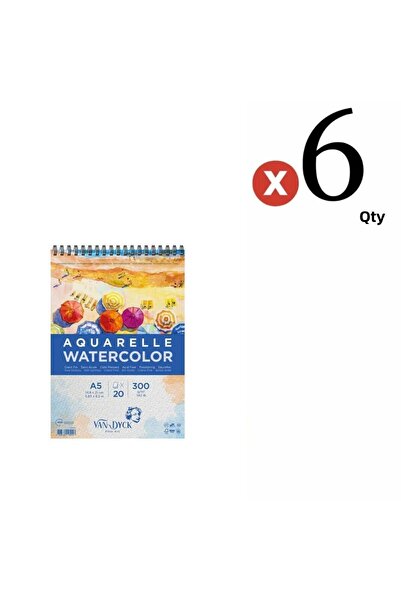 Van Dyck Aquarelle Watercolor Acuarelă Bloc A5 300gr 20 Foi Set 6 Bucăți