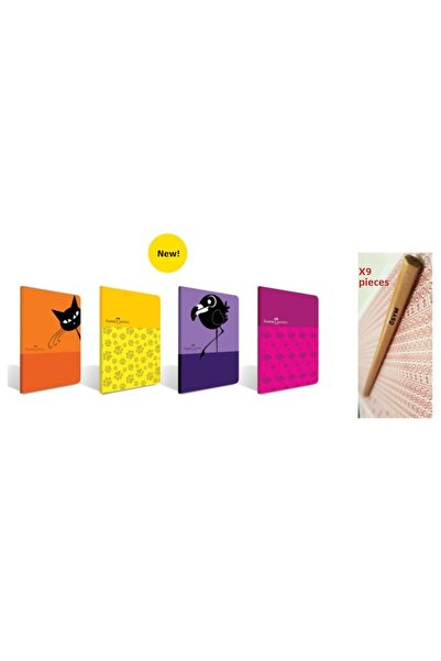 Faber Castell Caiet cu cusătură cu aspect de copertă din PP, 60 de pagini, linie A5 și stilou de examinare natural Osym