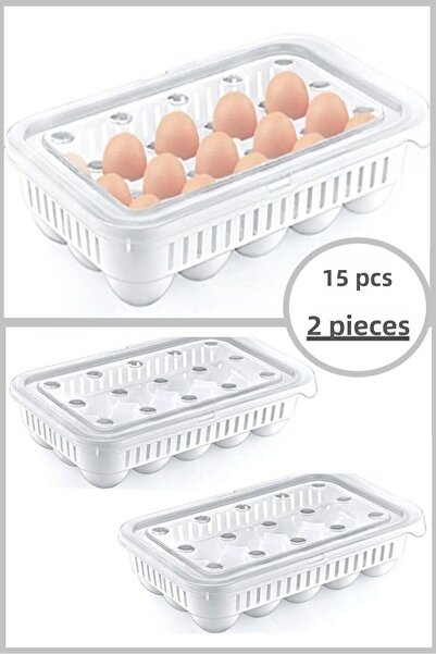 Bayev 2 Egg Storage Containers 15 Sterile Egg Holders with Lids Egg Organizer