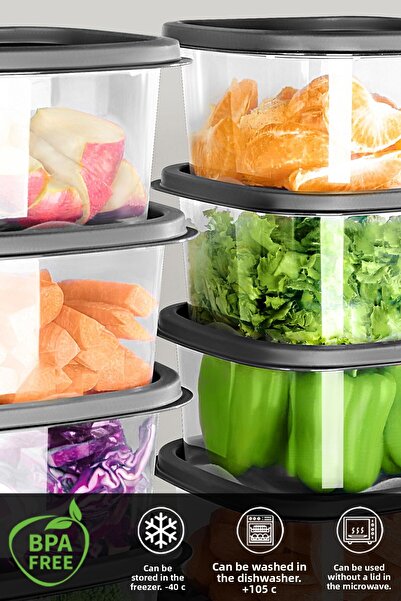 Meleni Home حاوية مربعة لتخزين المواد الغذائية من أنثراسايت - ميكروويف، ديب فريزر 630 مل