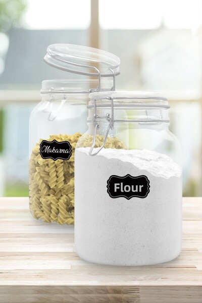 colortouch ملصق ملصق برطمان توابل ومكسرات مكون من 120 قطعة باللون الأسود