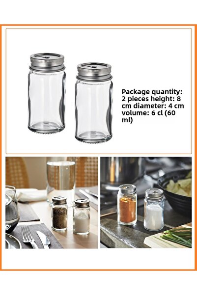 IKEA طقم فلفل أسود سعة 60 مل، وعاء توابل وملح، 2 قطعة