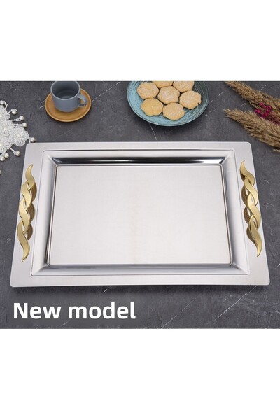 ÖZBURAK Coral Glaze Gold Catering Presentation Holder Tea Serving Presentation Tray