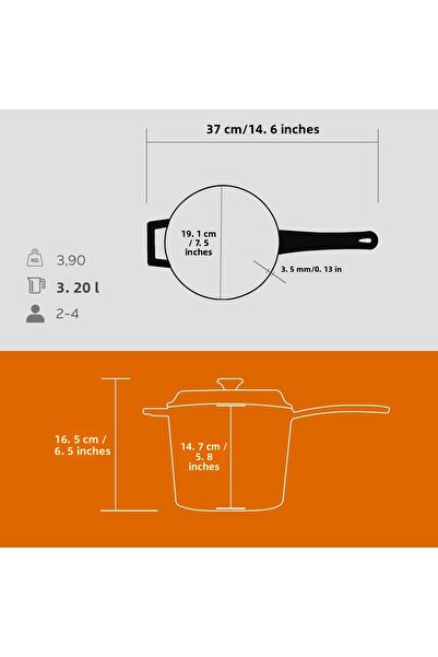 Lava Round Handle Pot Ç18 Pot Orange