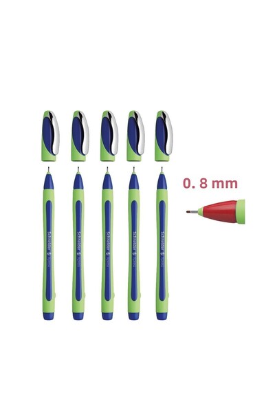 Schndeir قلم شنايدر إكسبريس ذو رأس من الألياف الزرقاء - 0.8 مم، 5 قطع