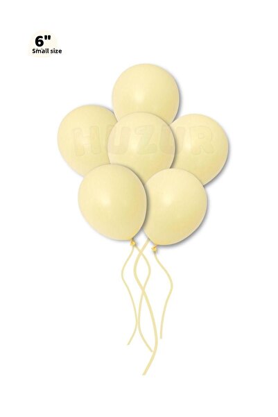 Huzur Party Store Small Mini Size Yellow Color Macaron Balloon 50 Pieces 6 Inch 15 Cm Party Balloon Soft Color Birthday Decoration