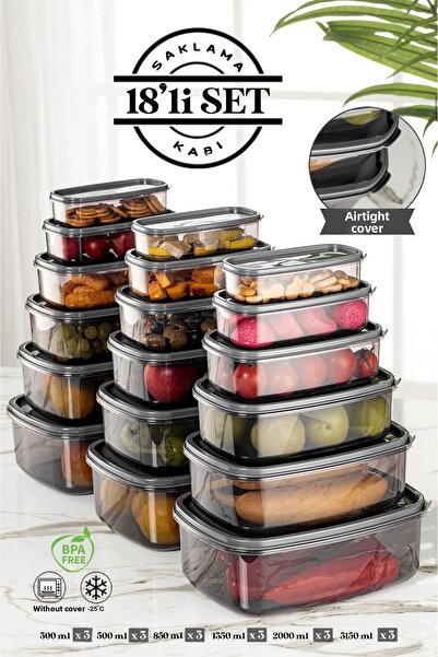 Meleni Home مجموعة من 18 حاوية تخزين حلوة مستطيلة من البلاتين