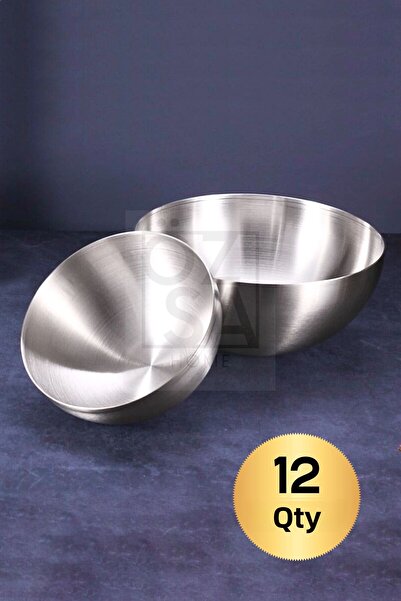 ÖzSa Home طقم أوعية للوجبات الخفيفة من الفولاذ المقاوم للصدأ مكون من 12 قطعة مقاس 8.5 سم