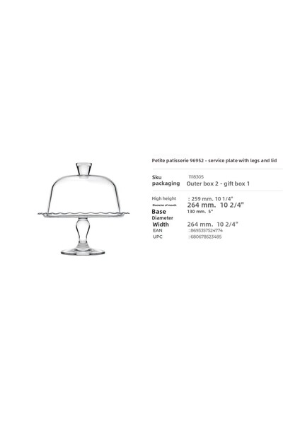 Paşabahçe Petite Serving Plate with Stand and Lid - Cake Cake Dish