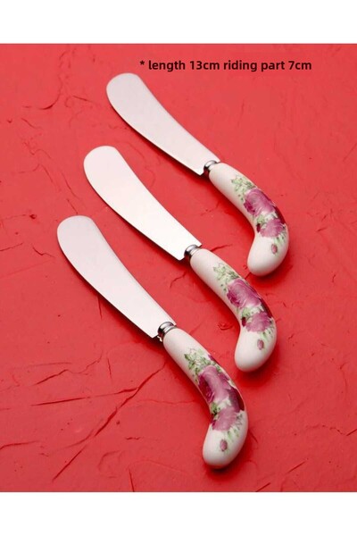 Asey Home Arow 3 Pieces Porcelain Handle Butter Knife Breakfast Knife