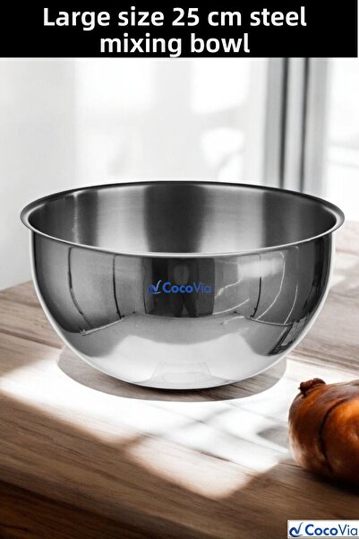 CocoVia Large Size Stainless Shaped Mixing Bowl Steel Pasta and Salad Bowl