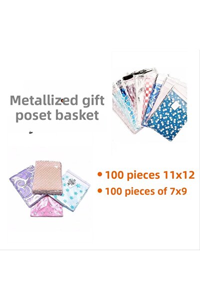 san Pungă cadou metalizată Basepack - 100 bucăți 11x12cm / 7x9cm