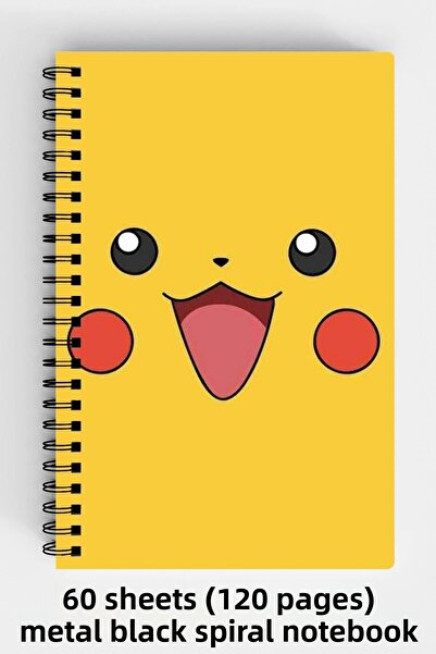 Anime Marketi بوكيمون بيكاتشو ديزاين A5 دفتر بغلاف مقوى حلزوني 120 ورقة