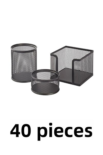 KRAF طقم حامل أقلام مكتبية مثقوبة 40 قطعة مكون من 3 قطع 470 جرام باللون الأسود