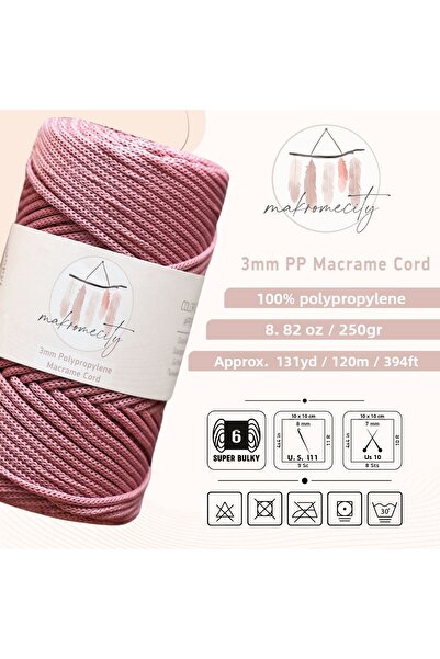 Makromecity Premium 250 gr 3mm Πολυεστερικό σχοινί μακραμέ Dusty Rose 120 M Supla Σχοινί και νήματα τσάντας