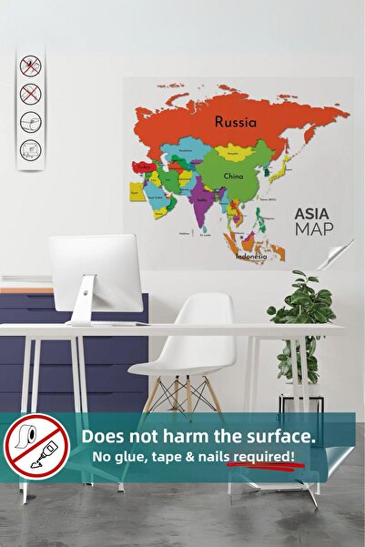 Pi Papers Asia Continent - No Trace, Magic Map, Non-Adhesive Static Paper