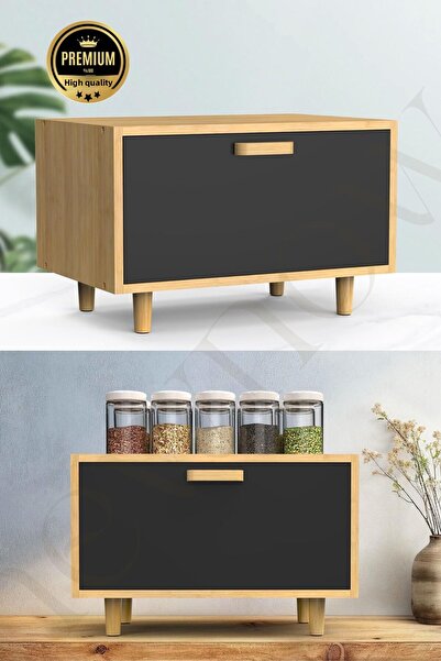 NEWNOW صندوق خبز من الخيزران من ميرا - سلة وخزانة على سطح الطاولة