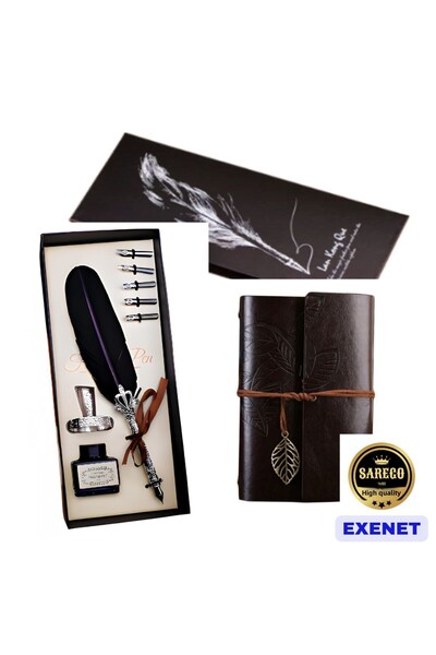 EXENET Divit Inkwell Nostalgia - Leather Bound Pen, Daily Keepsake Book, Prem...