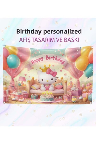 Parti Tasarla لافتة عيد ميلاد تحت عنوان 100 × 140 سم