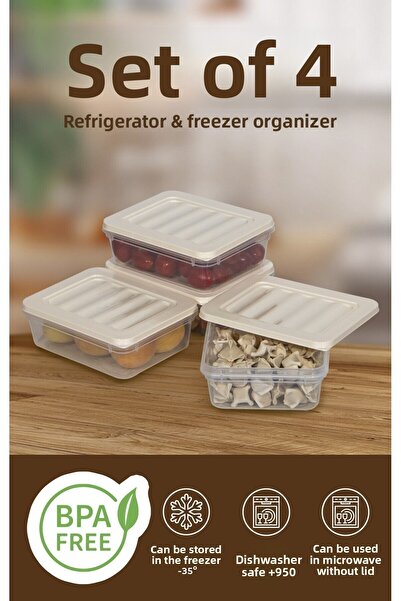 Nesto Home طقم تخزين منظم للثلاجة مكون من 4 قطع سعة 600 مل