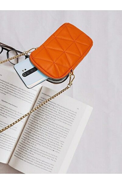 efnanstore Τσάντα πορτοφολιού με καπιτονέ θήκη τηλεφώνου με λουράκι σταυρωτής αλυσίδας