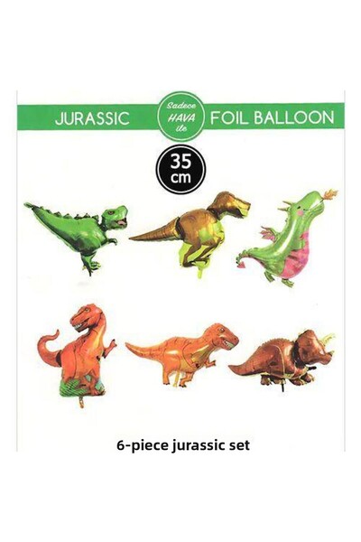Parti Dükkanım بالون فويل ديناصور 6 قطع 35 سم