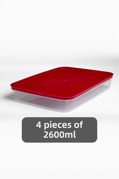 Mutfak Köşesi 4-Piece Refrigerator Organizer - 2600 ml Storage Container for Microwave, Freezer and Freezer